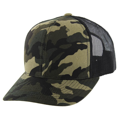 815T | TRUCKER HAT - Green Camo (#9)/Black