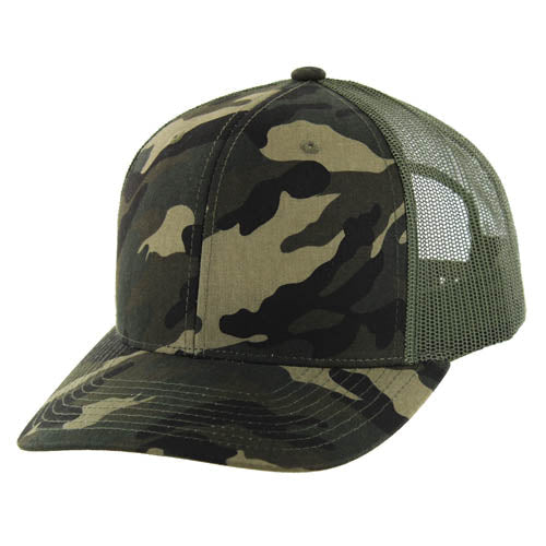 815T | TRUCKER HAT - Green Camo (#9)/Olive