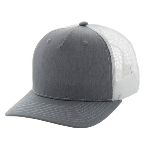 815FT | 5 PANEL TRUCKER HAT - Heather Grey/White