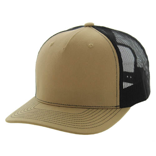 815FT | 5 PANEL TRUCKER HAT - Khaki/Black