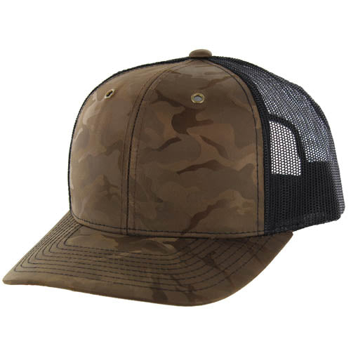 815NCT | NYLON CAMO TRUCKER HAT - Brown Camo/Black