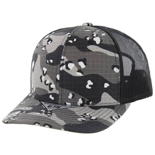 815RSCT | RIPSTOP CAMO TRUCKER HAT - Black Camo/Black