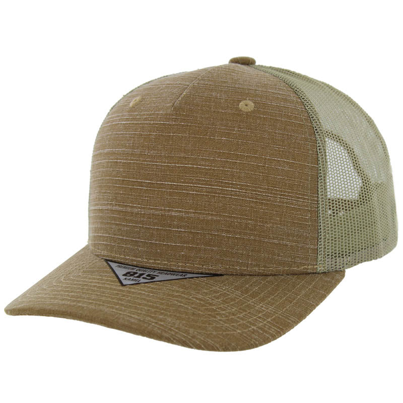 K815SLT , 6 PANEL, SLIGHT CURVE VISOR SLAB TRUCKER HAT , CARAMEL/KHAKI ...