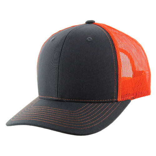 815T | TRUCKER HAT - Charcoal/Neon Orange
