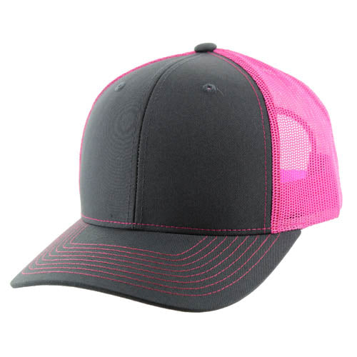 815T | TRUCKER HAT - Charcoal/Neon Pink