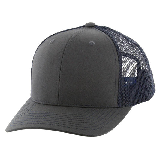 K815 , 6 PANEL, SLIGHT CURVE VISOR TRUCKER HAT , CHARCOAL/NAVY