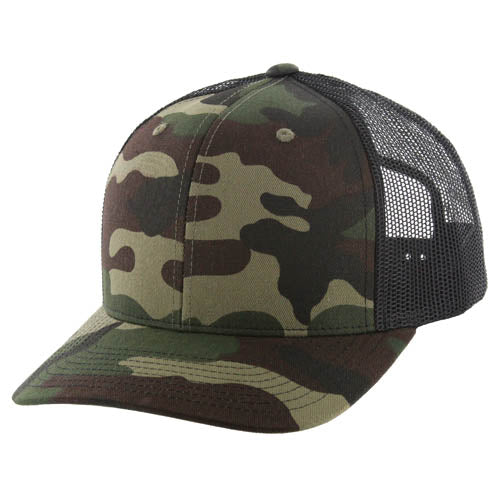 815T | TRUCKER HAT - Green Camo/Black
