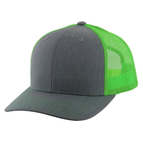 815T | TRUCKER HAT - Heather Grey/Neon Green