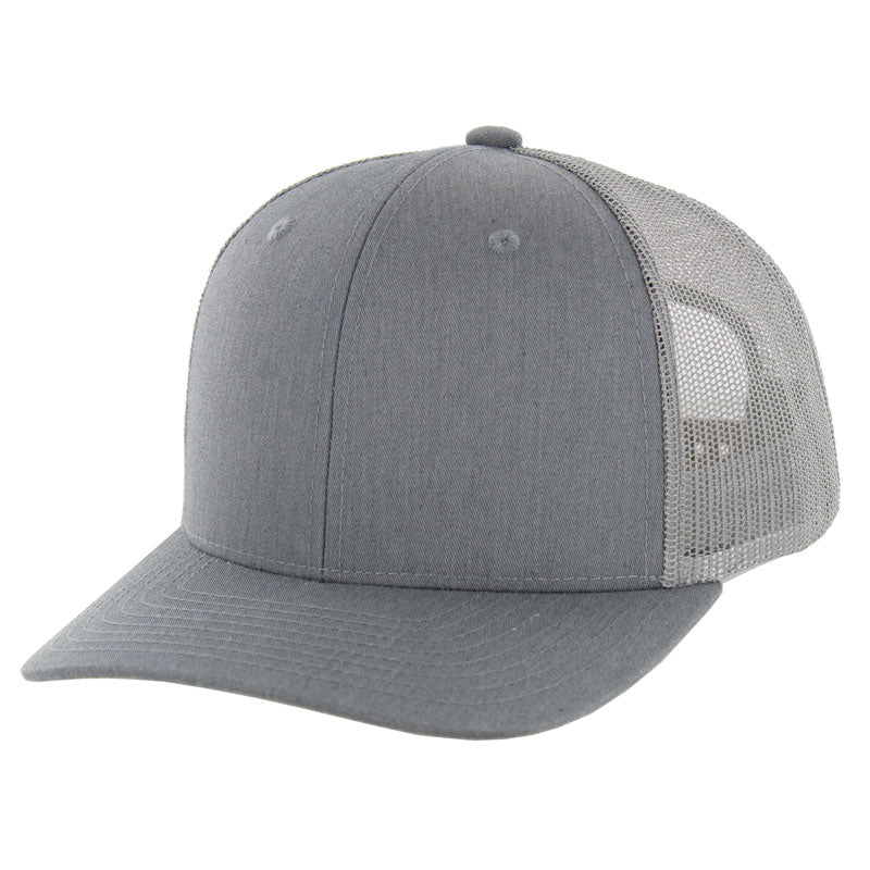 K815 , 6 PANEL, SLIGHT CURVE VISOR TRUCKER HAT , HEATHER GREY