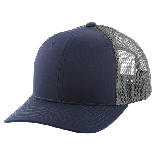 K815 , 6 PANEL, SLIGHT CURVE VISOR TRUCKER HAT , NAVY/CHARCOAL