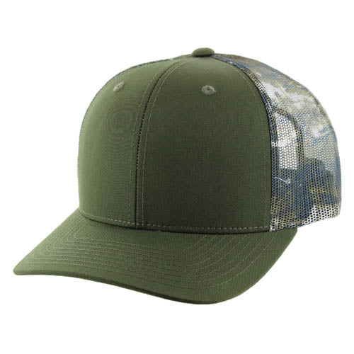 815T | TRUCKER HAT - Olive/Hunting Camo