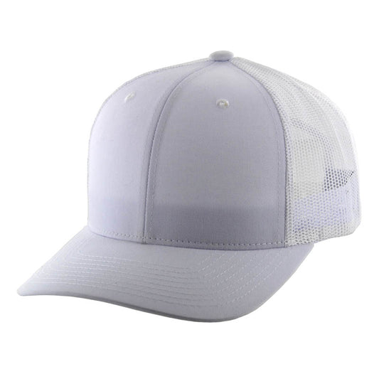 K815 , 6 PANEL, SLIGHT CURVE VISOR TRUCKER HAT , WHITE