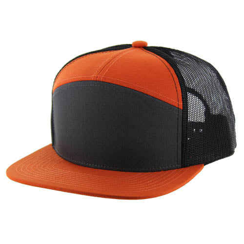 707T | TRUCKER HAT - Charcoal/Burnt Orange/Black