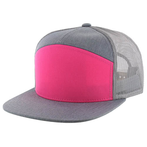 707T | TRUCKER HAT - Hot Pink/Heather Grey/Light Grey
