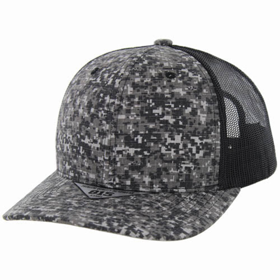 815DCT | DIGI CAMO TRUCKER HAT - Black Camo/Black
